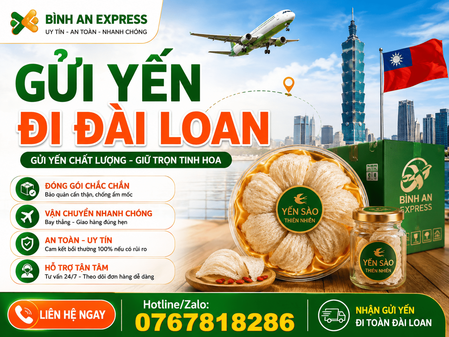 DỊCH VỤ GỬI YẾN ĐI ĐÀI LOAN UY TÍN – NHANH CHÓNG . BAO GIÁ THỊ TRƯỜNG